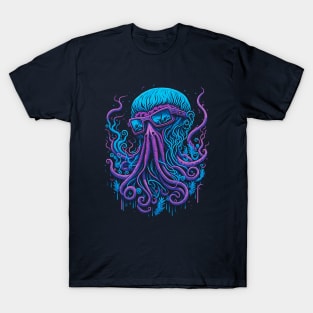 Vintage Retro Octopus With Glasses T-Shirt